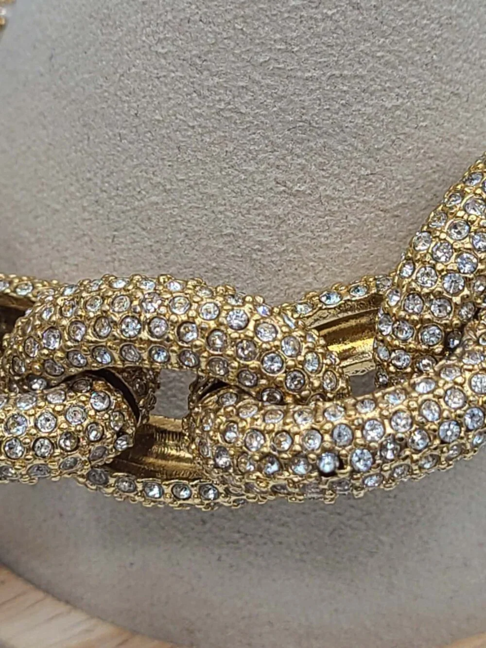 J Crew Chunky Gold Tone Pave Bracelet Like New
